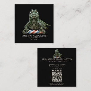 Carte De Visite Carré Salon de Coiffure Professionnel Code Qr Alligator 