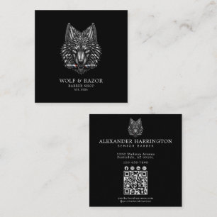 Carte De Visite Carré Salon de coiffure Silver Wolf Professionnel Code Q