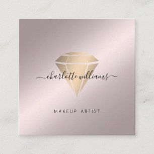 Carte De Visite Carré Salon de diamant minimaliste moderne Rosegold-Gold