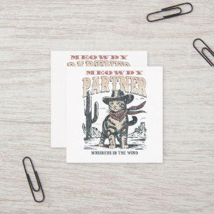 Carte De Visite Carré Salut Associé Cowboy Chat