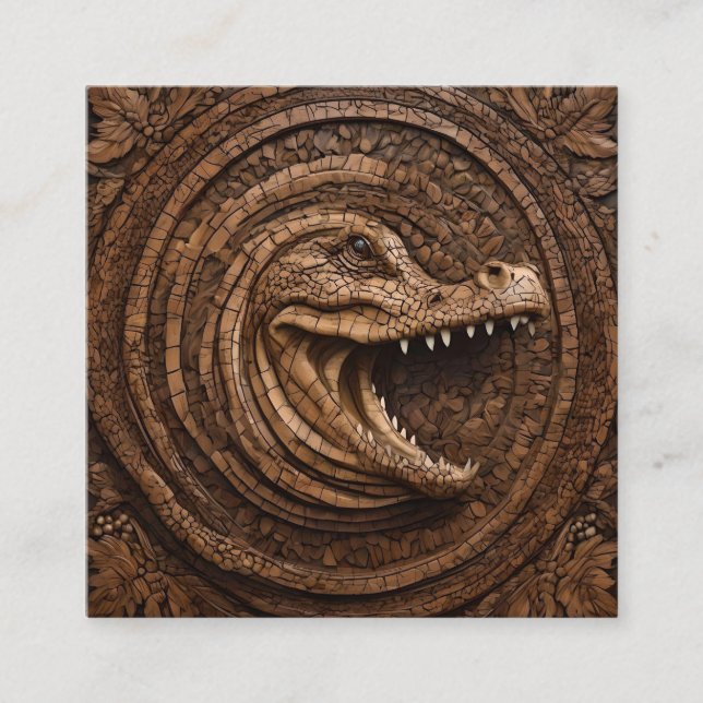 Carte De Visite Carré Scary Jaws : Australian Crocodile Wood Print, (Devant)