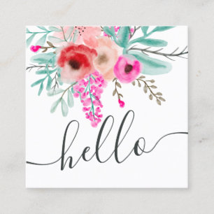 Carte De Visite Carré Scénario tendance de bonjour à l'aquarelle à la