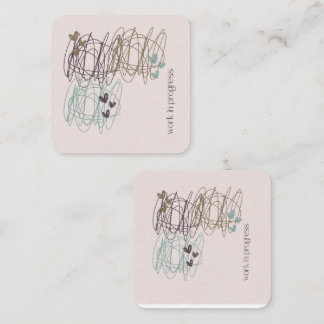 Carte De Visite Carré Scribble et coeurs - Travail en cours