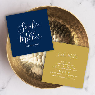 Carte De Visite Carré Script de calligraphie des couleurs modifiables Mé