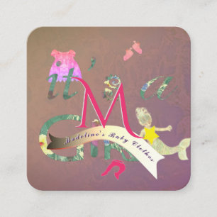 Carte De Visite Carré Seamstress Vêtements bébé Business Maroon