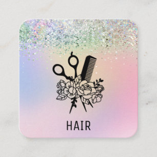 Carte De Visite Carré *~* Sèche-cheveux Fleur Parties scintillant AP6 F