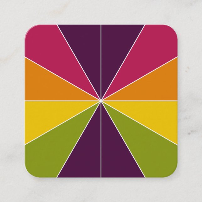 Carte De Visite Carré Segments de couleur 02 (Devant)