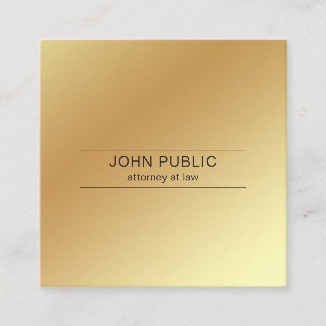 Carte De Visite Carré Sembler élégant d'or de bureau d'avocat moderne (Devant)
