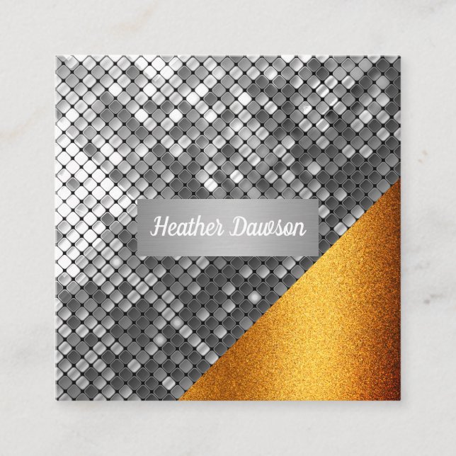 Carte De Visite Carré Séquence et Parties scintillant (Devant)