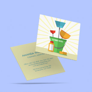 Carte De Visite Carré Service de ménage de rétro commercial