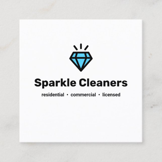 Carte De Visite Carré Service de ménage du logo diamant (Devant)