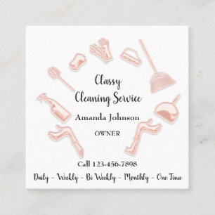 Carte De Visite Carré Service de nettoyage classique Logo Gold Maid Hous