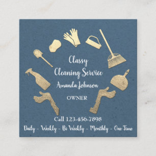 Carte De Visite Carré Service de nettoyage classique Logo Or Maid Kraft 