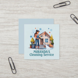 Carte De Visite Carré Service de nettoyage de maison moderne ménage