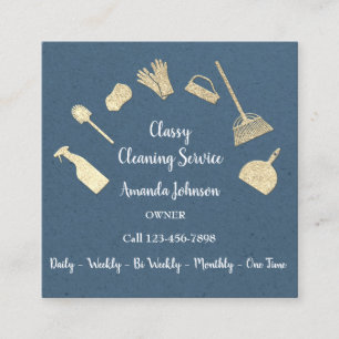 Carte De Visite Carré Services de nettoyage classique Logo Gold Maid Kra