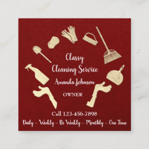 Carte De Visite Carré Services de nettoyage classique Logo Gold Maid Kra