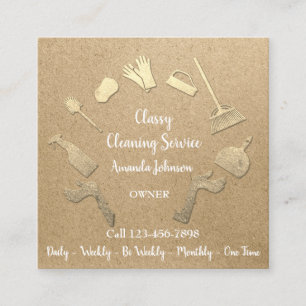 Carte De Visite Carré Services de nettoyage classique Logo Gold Maid Kra