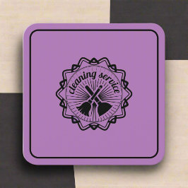 Carte De Visite Carré Services de nettoyage de la maison Purple & Black