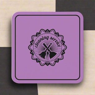 Carte De Visite Carré Services de nettoyage de la maison Purple & Black