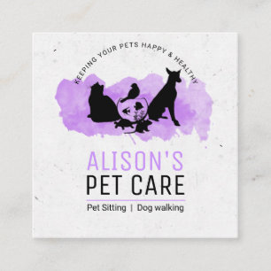 Carte De Visite Carré Services de soins aux animaux de compagnie / Servi