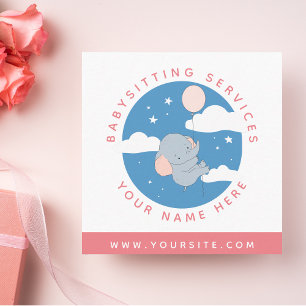 Carte De Visite Carré Services professionnels de garde d'enfants Eléphan