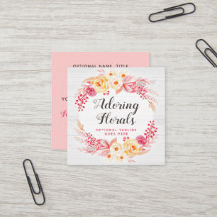 Carte De Visite Carré Shabby Chic Roses & Rustique Bois Blush Rose Flora