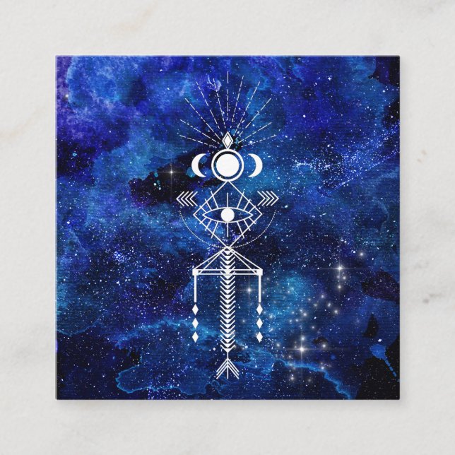 Carte De Visite Carré *~* Shaman céleste céleste sacré de la tribu Aztec (Devant)