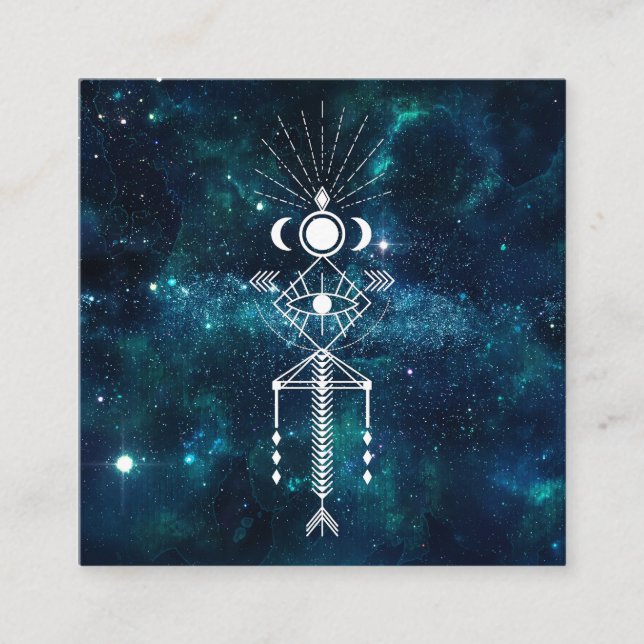 Carte De Visite Carré *~* Shaman cosmique céleste sacré aztèque (Devant)