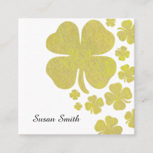 Carte De Visite Carré Shamrock en or Élégante bijouterie