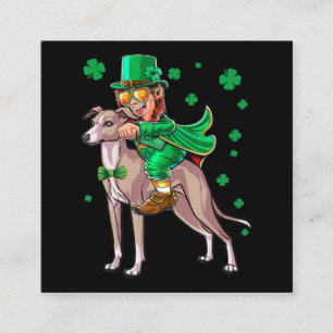 Carte De Visite Carré Shamrock italien de Leprechaun Greyhound