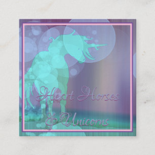 Carte De Visite Carré Silhouette Unicorne (turquoise/violet)