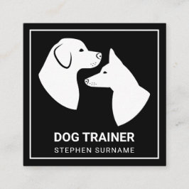 Carte De Visite Carré Silhouettes minimalistes de chien sur noir - Entra