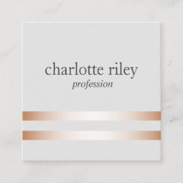 Carte De Visite Carré Silver Gray | Double Rose Gold Stripes élégant