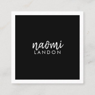 Carte De Visite Carré Simple blanc minimaliste carré moderne noir simple