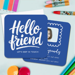 Carte De Visite Carré Simple Bonjour Playdate Parents Contact Photo