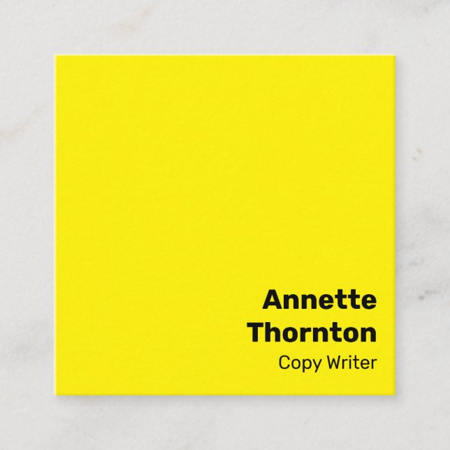 Carte De Visite Carré Simple brillant Gras Jaune Moderne Vibrant (Devant)
