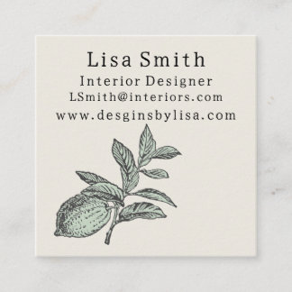 Carte De Visite Carré Simple Clean Lemon Business Card