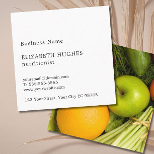 Carte De Visite Carré Simple Élégant Coloré Nutritionniste Légumes