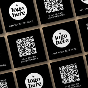 Carte De Visite Carré Simple logo de commerce avec code QR et texte