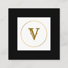 Carte De Visite Carré simple minimum or monogramme personnalisé moderne 