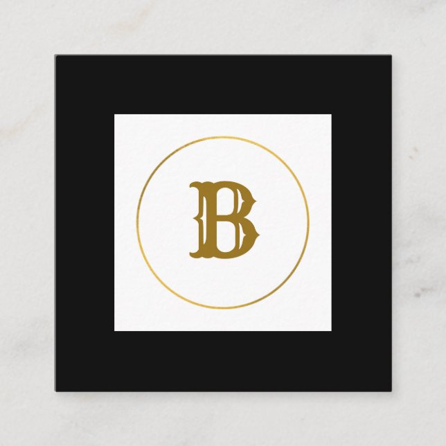 Carte De Visite Carré simple minimum or monogramme personnalisé moderne  (Devant)