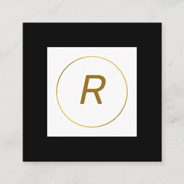 Carte De Visite Carré simple minimum or monogramme personnalisé moderne  (Devant)