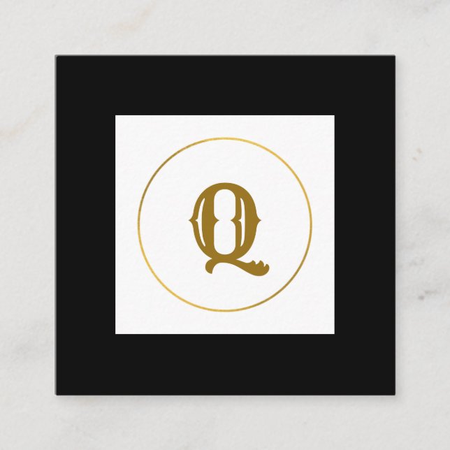 Carte De Visite Carré simple minimum or monogramme personnalisé moderne  (Devant)