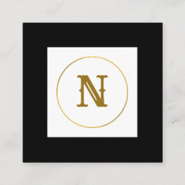 Carte De Visite Carré simple minimum or monogramme personnalisé moderne 