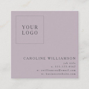 Carte De Visite Carré Simple Moderne Chic Logo Carré Lilas Professionnel