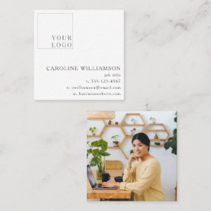 Carte De Visite Carré Simple Moderne Minimaliste Logo Photo Professionne