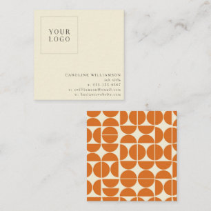 Carte De Visite Carré Simple Moderne Orange Géométrique Votre Logo Perso