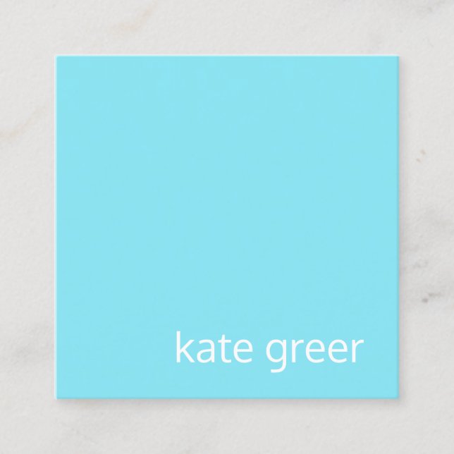 Carte De Visite Carré Simple moderne Turquoise Blue Professional (Devant)