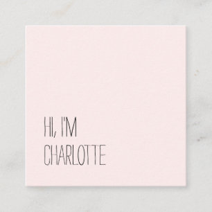Carte De Visite Carré Simple rose pastel minimaliste branché