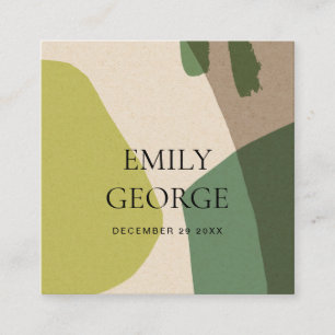 CARTE DE VISITE CARRÉ SITE ABSTRAIT MODERNE LIME GREEN ART MARIAGE